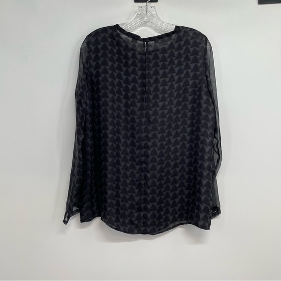 Sibel Saral Blouse Women’s S Gray Sheer Silk Double Layered Geometric - Picture 4 of 11